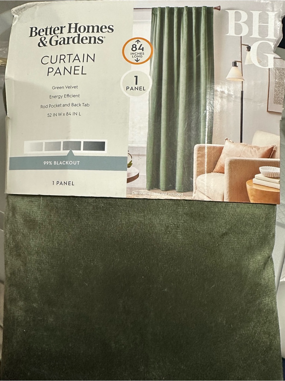 Olive Green Velvet Blackout Curtains (set of 2 panels)